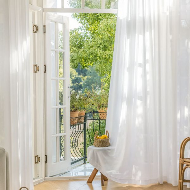 사라하우스 비침없는 도톰차르르 속커튼 화이트 거실 안방 나비주름 쉬폰커튼 90cm