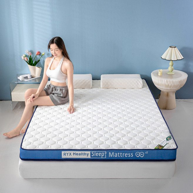 RYX Healthy Sleep Mattress 乳膠床墊 A類針織抗壓記憶棉床墊 標準雙人/單人加大/兒童/學生床墊, 菱形白（藍）-10cm,120*200公分（單人加大）
