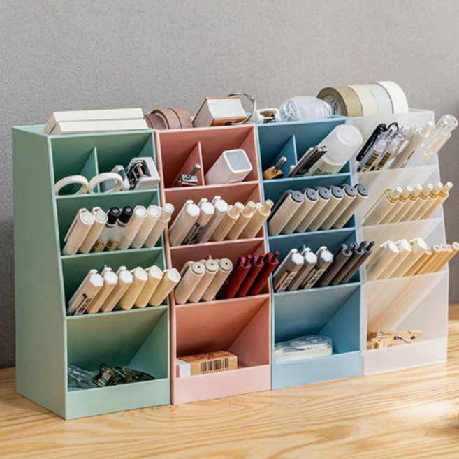 오거나이저 데스크 사무실 책상정리 사선 펜꽂이 책꽂이 책상 정리함 다용도 수납함 데스크오거나이저, 클리어