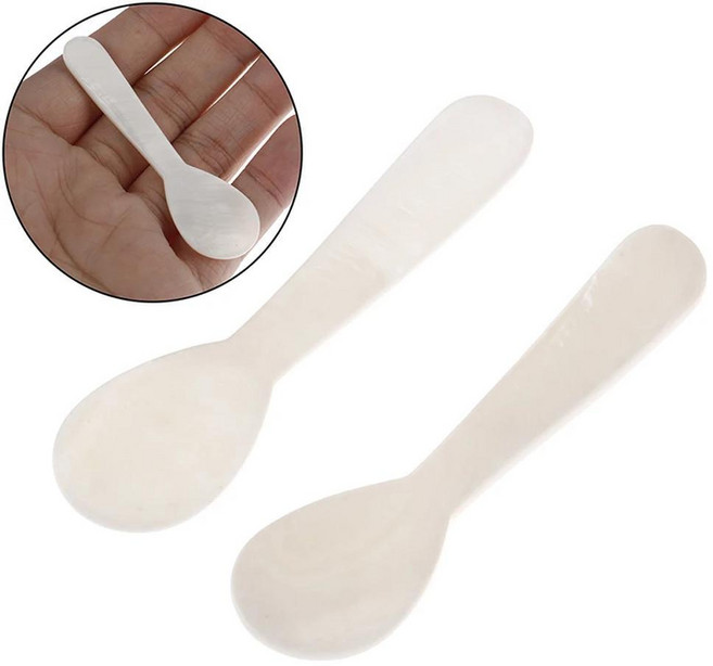 조개껍데기 수공예 자개 캐비어 스푼 작은 차 커피, 1개