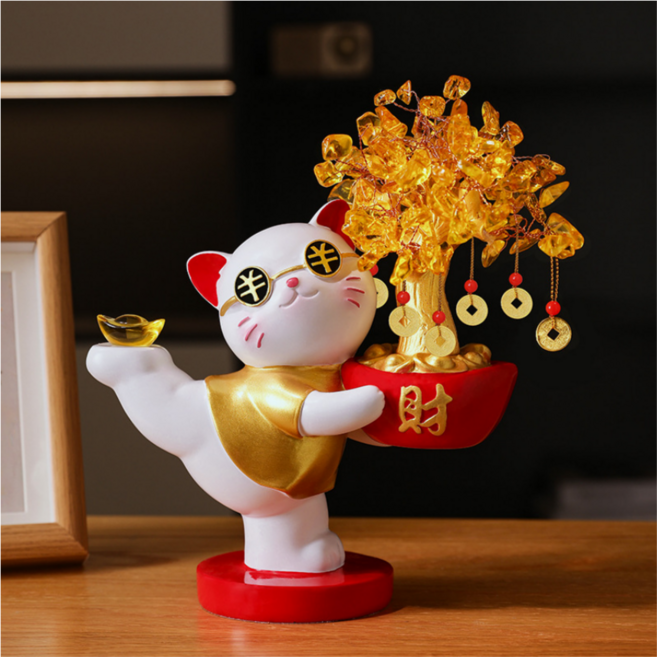 스타일하우스 행운 돈 성공을 부른는 복고양이, 골드계열