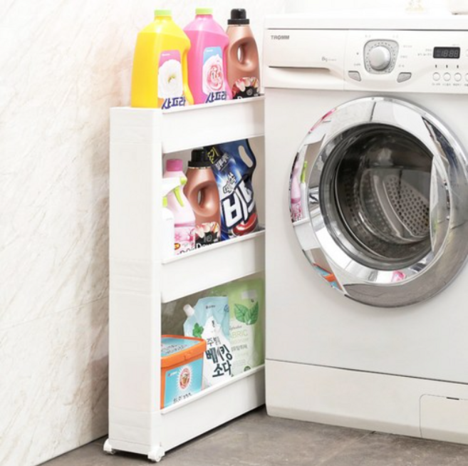 위즈홈 이동식 틈새선반 3단, 올화이트, 4개