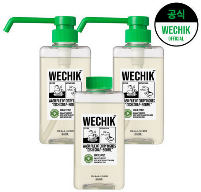 위칙 멀티플 주방세제 식물유래 저자극 설거지, 3개, 500ml