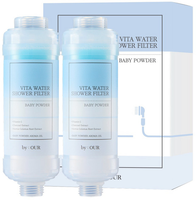 바이아우어 더 안심 비타워터 샤워필터, 2개, 베이비파우더향