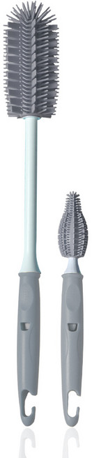 리에또 와이드 실리콘 젖병솔 젖꼭지솔 2종세트 세척솔, 01_와이드 실리콘 일자형 2종 세트 1 모던그레이, 1개