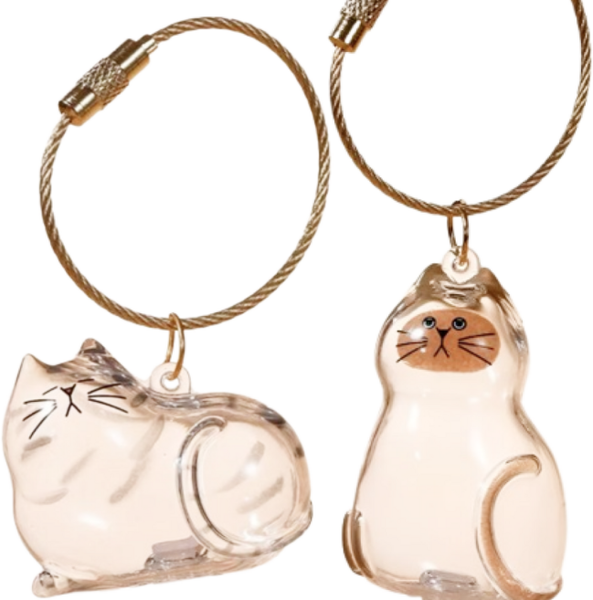 올리OLI 고양이 반려동물 털 보관 추억 기억 기념품 열쇠 고리 키링, 1세트, 귀욤 얼룩냥이+섹시 삼냥이