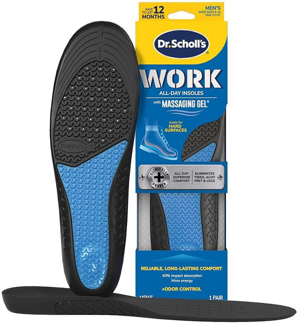 닥터숄 Dr. Scholl's WORK 어드밴스드 마사지 젤 안창용 287663, Men's 8-14