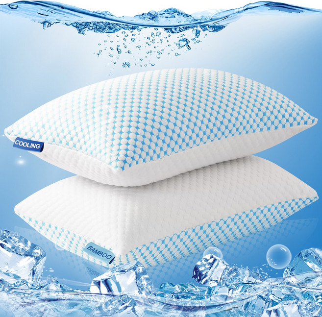 잠자리 목편한 메모리폼 숙면 경추 베개, 2개, 블루&화이트