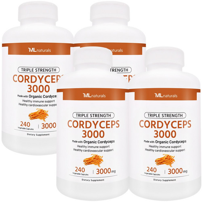 [미국빠른직구] 신제품 마이라이프 내추럴스 동충하초 3000mg, 4개, 240정