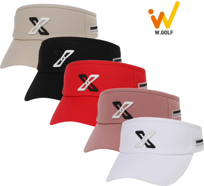 [JDX] 여성 X로고 기본 바이저(X1CPV5902) 봄 골프웨어 모자, 화이트, 1개