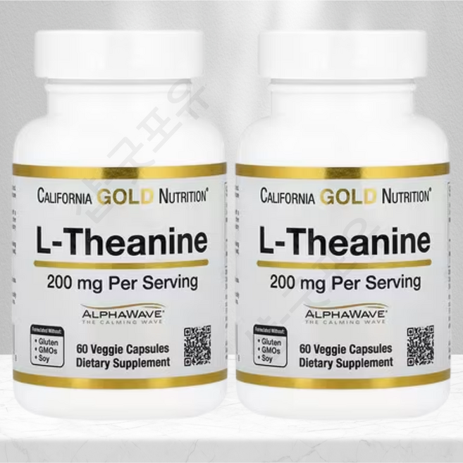 [60캡슐] CGN 캘리포니아골드뉴트리션 L 테아닌 알파웨이브 200mg 베지 캡슐, 2개