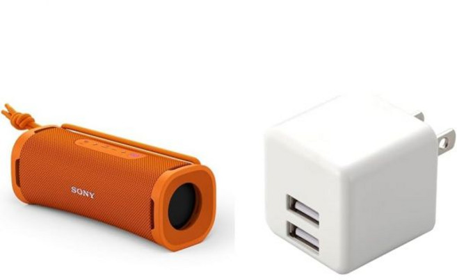 소니 블루투스스피커 SRS-ULT10 방수 파워풀 중저음 배터리 12시간 일본직수입, 2) USB 어댑터 세트, 오렌지, 오렌지