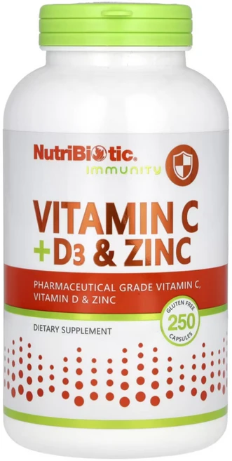 뉴트리바이오틱 이뮤니티 비타민 C+D3 아연 100캡슐 아스코르브산 비타민D 징크, 1개, 100정 - 쿠팡