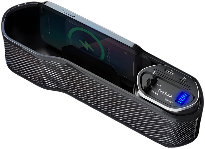 더존 초고속 차량용 스마트 LED 사이드포켓 정리 수납함, P300 PD, 블랙