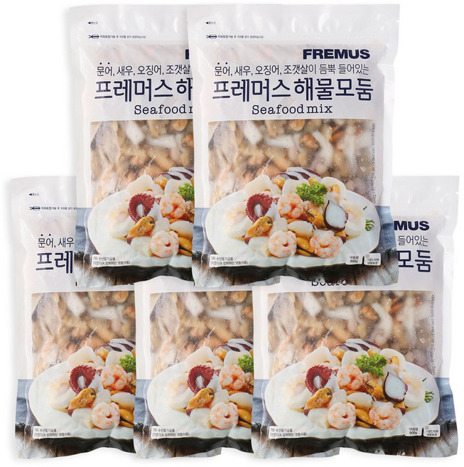 맛꾼 [정품] HACCP인증 깔끔하고 간편한 해물 5종 믹스 해물 모듬 600g, 5개