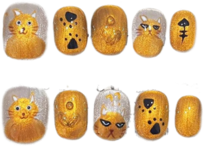 ins 큐티 고양이 캐릭터 자석젤 수제 네일팁 NT0104, 1개, L