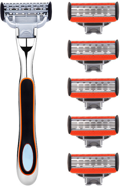 HUMAN 휴만 파워프레쉬 저자극 5중 면도날 세트, 1개, 면도날5P + 면도기 1EA 세트