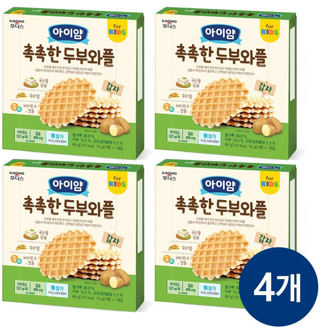 아이얌 촉촉한 두부와플 감자 64g, 감자맛, 4개