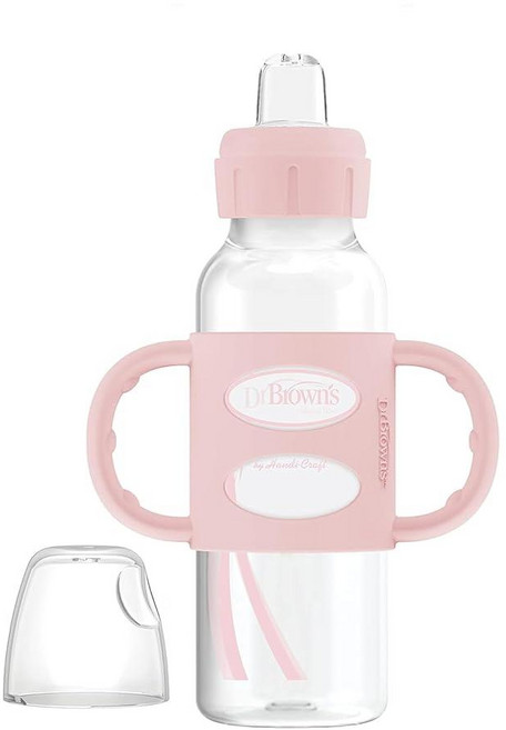 닥터브라운 내로우넥 손잡이 스파우트 시피 젖병 250ml 2팩 라이트블루/그레이, 1팩, 라이트 핑크, 1개
