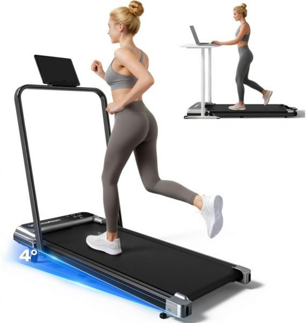 Viamotion 핸들 바와 조절 가능한 경사가 있는 워킹 패드 러닝머신 홈 오피스용 소형 휴대용 2.5HP 조용한 미끄럼 방지 책상 0.6-3.8mph 원격 속도 제어 265
