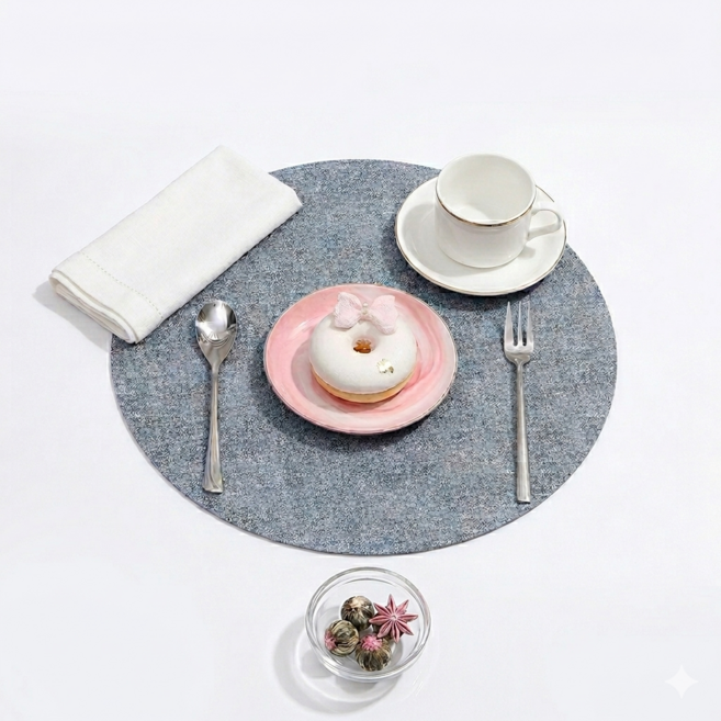 미끄럼방지 방수 식탁 테이블 매트 양면 가죽, 4개, 33CM*33CM, 하늘색