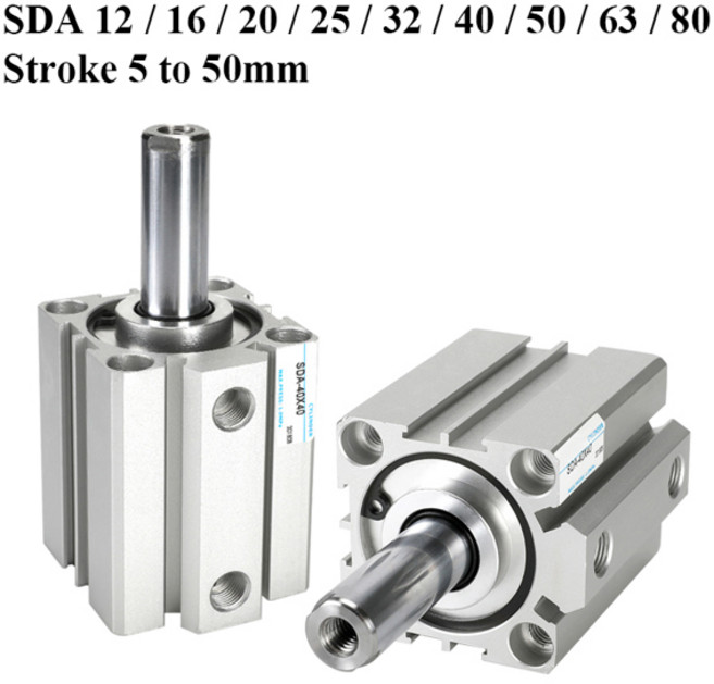 공기 실린더 SDA 시리즈 공압 컴팩트 실린더 12 16 20 25 32 40 50 63 80mm 보어 5 10 15 20 25 30 35 40 45 50mm 스트로크, Stroke 10mm, Bore 25mm