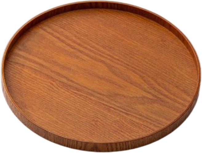 스탠다 3종 원목 원형 쟁반 트레이, 1개, 브라운