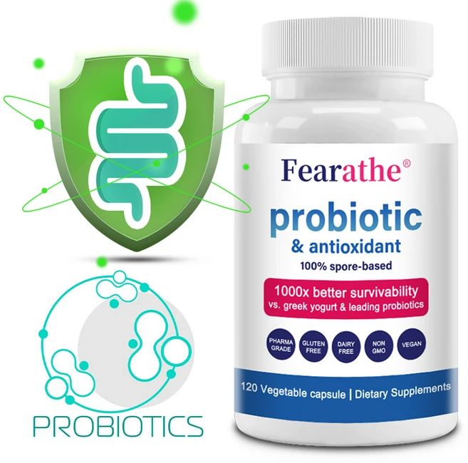 프로바이오틱스 및 항산화 캡슐 - 100% 포자형 프로바이오틱스 - 1000배 생존율 - 면역 및 소화 건강 지원 - 글루텐 프리, 1개, 60회분 - 쿠팡