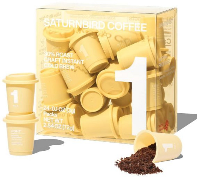 인스턴트 커피 SATURNBIRD 콜드 브루 라이트 미디엄 다크 로스트 다양팩 6가지 레벨 번호 16 100% 아라비카 원두와 DIAMONDUST 기술 24개 싱글 서브 아이스, #1 라이트 로스트, 2.54 온스 (1팩)