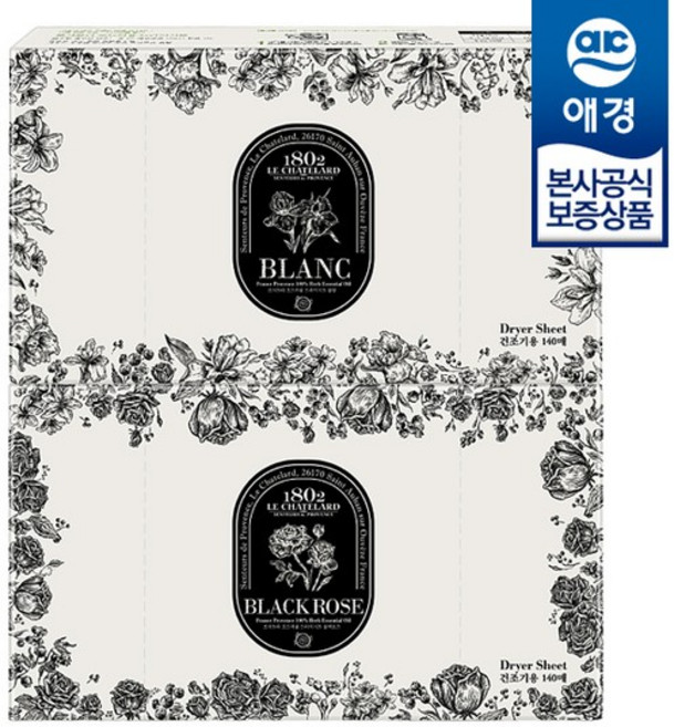 르샤트라1802 오드퍼퓸 건조기용 드라이시트 블랙로즈, 140매, 2개