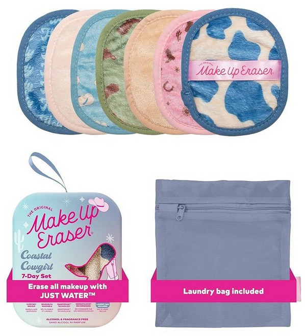 오리지널 MakeUp Eraser 7일 세트 방수 마스카라 아이라이너 파운데이션 립스틱 자외선 차단제 등을 포함한 물만으로 모든 메이크업을 지울 수 있습니다! Fab-, Coastal Cowgirl