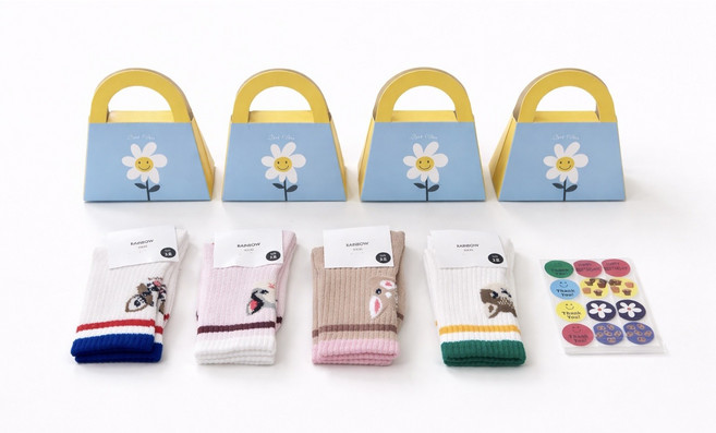 국내산 KC인증 아동애니멀 양말답례품 4개입 선물상자 스티커세트 어린이집 유치원 생일 답례품, 1세트, 혼합3호 14~16cm (4~5세)