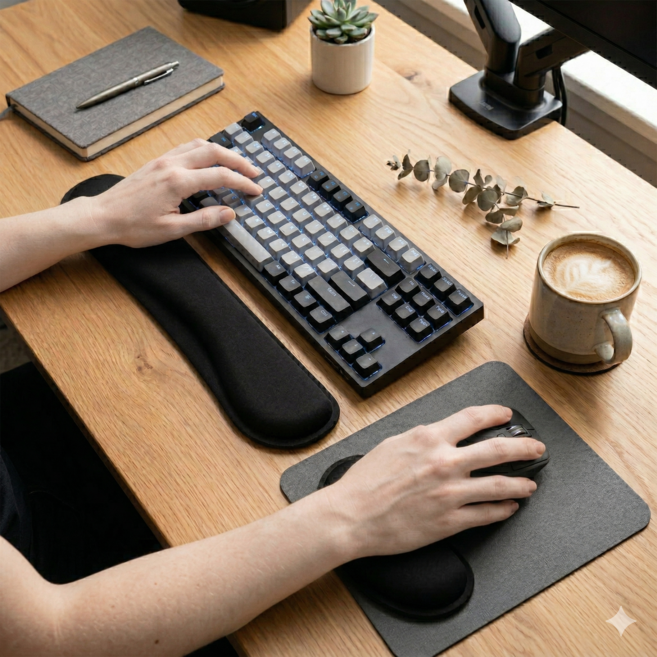 비룸 피로감소 키보드 마우스 손목 받침대, 1개, 블랙