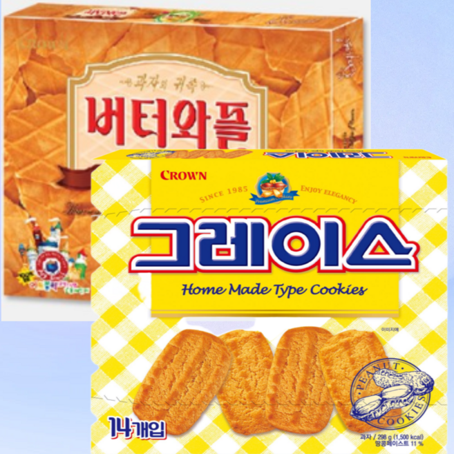 크라운제과 대용량 그레이스298g+대용량 버터와플316g, 1개, 614g