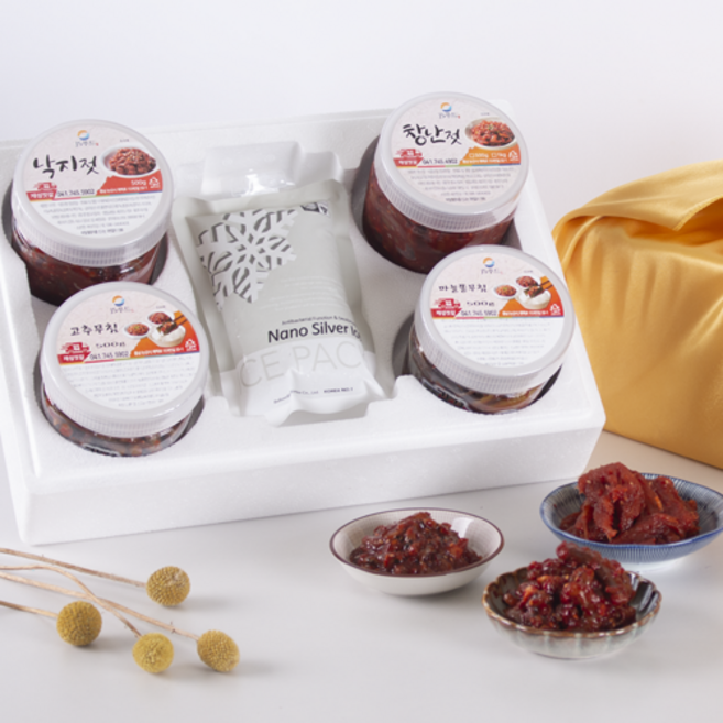 재성젓갈 베스트 양념젓갈 400gX4종세트(창란젓 오징어젓 낙지젓 젓갈쌈장), 1세트, 400g