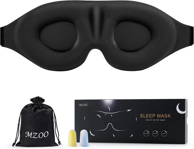 사이드 슬립 남성 여성용 MZOO 럭셔리 수면 마스크 제로 압력 3D 빛 차단 특허 디자인 나이트 블라인드 여행용 소프트 섀도 커버 블랙, A-black, 1 - 쿠팡
