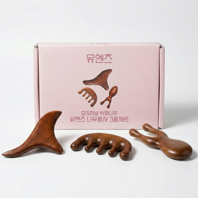유엔즈 나무 괄사 바디 페이스 두피 마사지기 3종세트, A, 1개