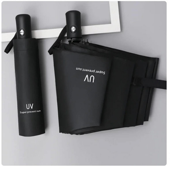 8리브 자동 접이식 우산 - 컴팩트하고 가벼우며 내구성이 뛰어나고 자외선 차단 - 비와 태양 우산 자동 차