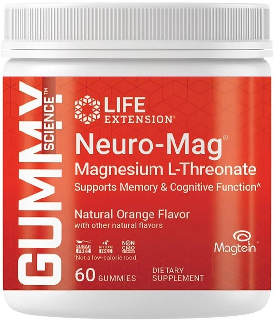 Life Extension Gummy Science Neuro-Mag 마그네슘 L-트레오네이트 마그네슘 보충제 글루텐 프리 GMO 프리 오렌지 맛 젤리 60개, Life Extension Gummy Science N, 1개, 60정 - 쿠팡