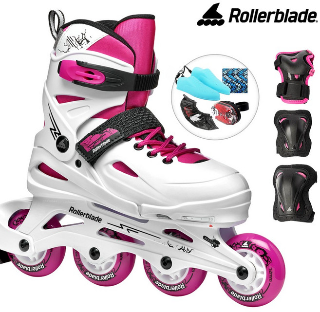 아동 인라인 스케이트 어린이 유아 롤러블레이드 퓨리 콤보 화이트핑크+정품보호대 신발항균건조기 휠커버 외, 상세 설명 참조, 사이즈:L(230-260mm)