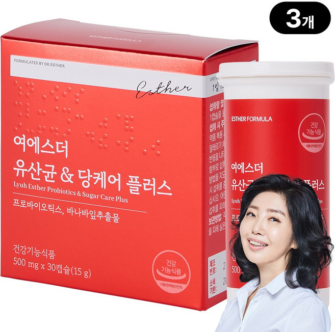 [본사직영] 여에스더 유산균 & 당케어 플러스 바나바잎 추출물, 30정, 3개