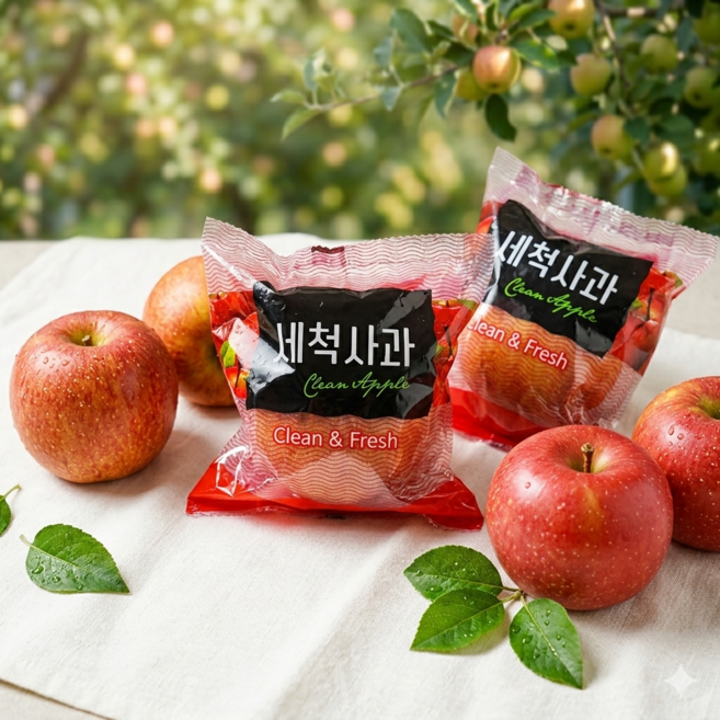 [오존수세척] 껍질째먹는 UV 살균건조 개별포장 세척사과, 1박스, 중소과3kg