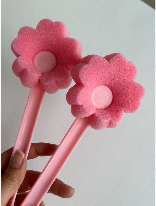 플라워 병솔수세미 텀블러수세미 병세척, 1개, 핑크