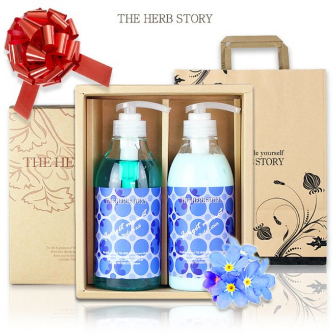 더허브스토리 물망초 바디 2종 워시로션 선물세트, 1개