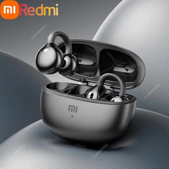 Xiaomi Redmi 클립 온 이어 버드 블루투스 세련된 고품질 골전도 오픈 무선 헤드폰 스포츠 성능, 02 Black, 1개