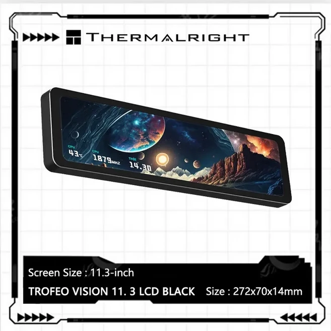Thermalright TROFEO VISION 11.3인치 LCD IPS 디스플레이 화면/자석식/1920480 해상도/USB Type-C 포트, 01 Black