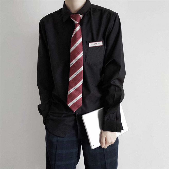 原創 jk/DK制服日系基礎日常男款長袖襯衫黑白尖領襯衫