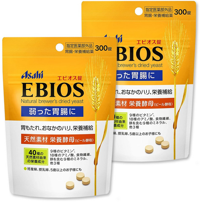 (일본 직배송) 에비오스 2000정 세트 천연 맥주효모, 300정, 2개