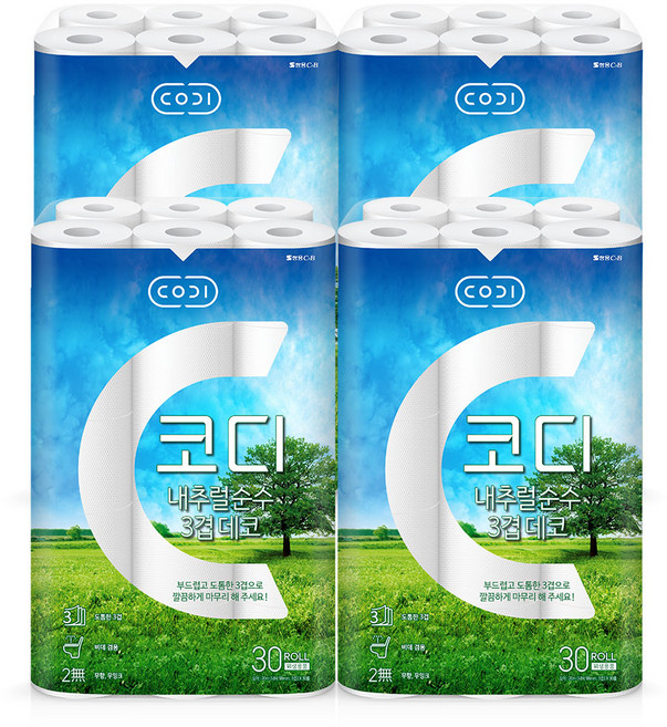 코디 내추럴 순수3겹데코 20m*30롤, 4개, 30개입