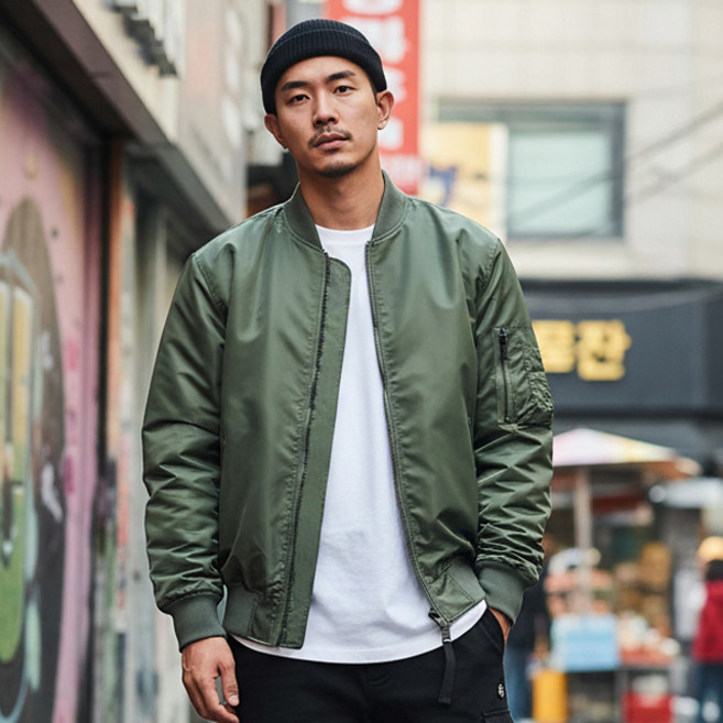 스토리원 남성 베이직 MA-1 항공점퍼 바람막이 점퍼 자켓 블루종 RKJG-JK049